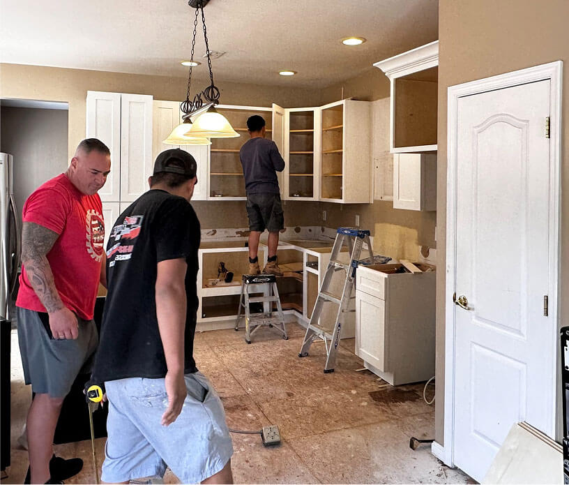 Kitchen cabinet installation in progress