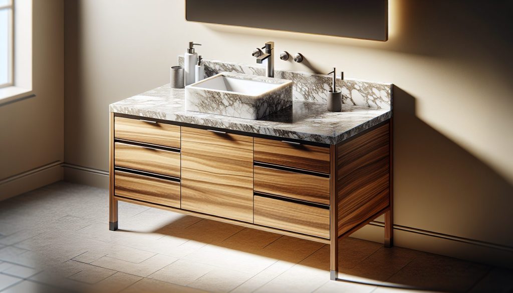 modern bathroom vanity with durable countertop material