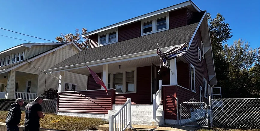 Custom home construction in Washington Township, NJ by Showcase Remodels with local neighborhood backdrop.