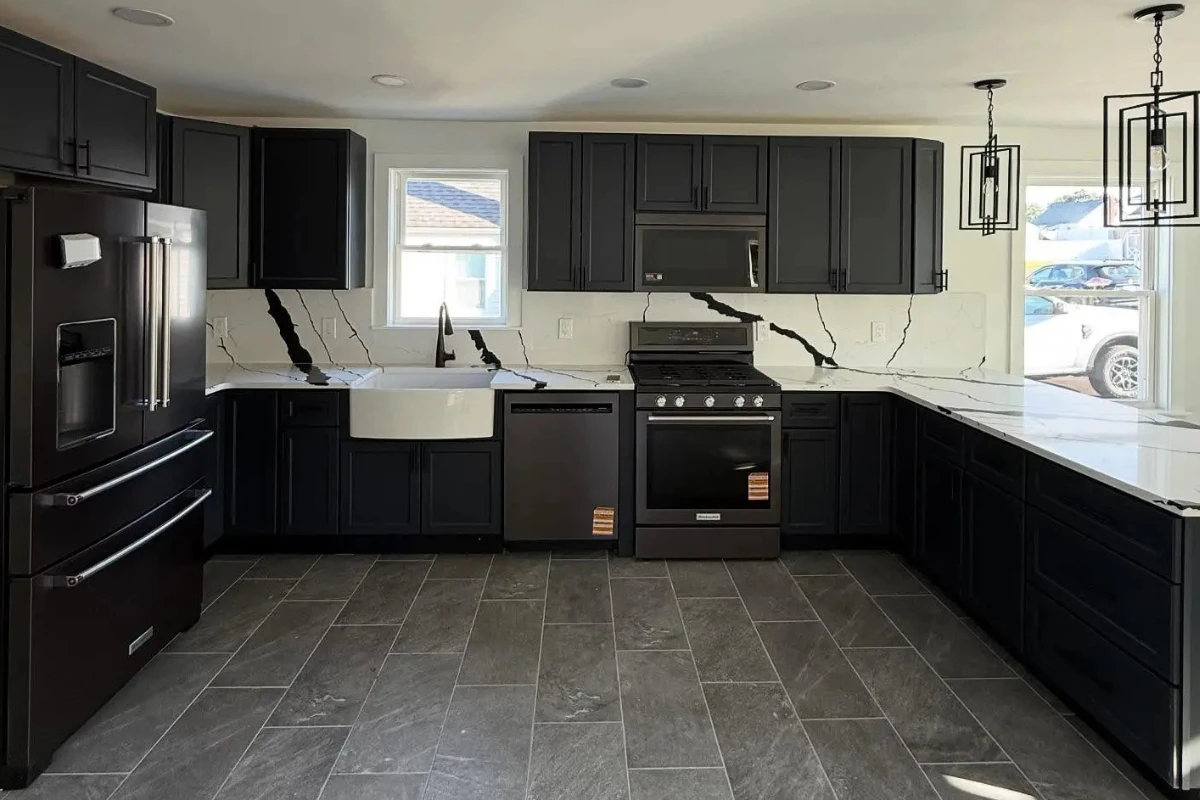 Home remodeling project in Washington Township, NJ by Showcase Remodels showing bathroom and kitchen updates.