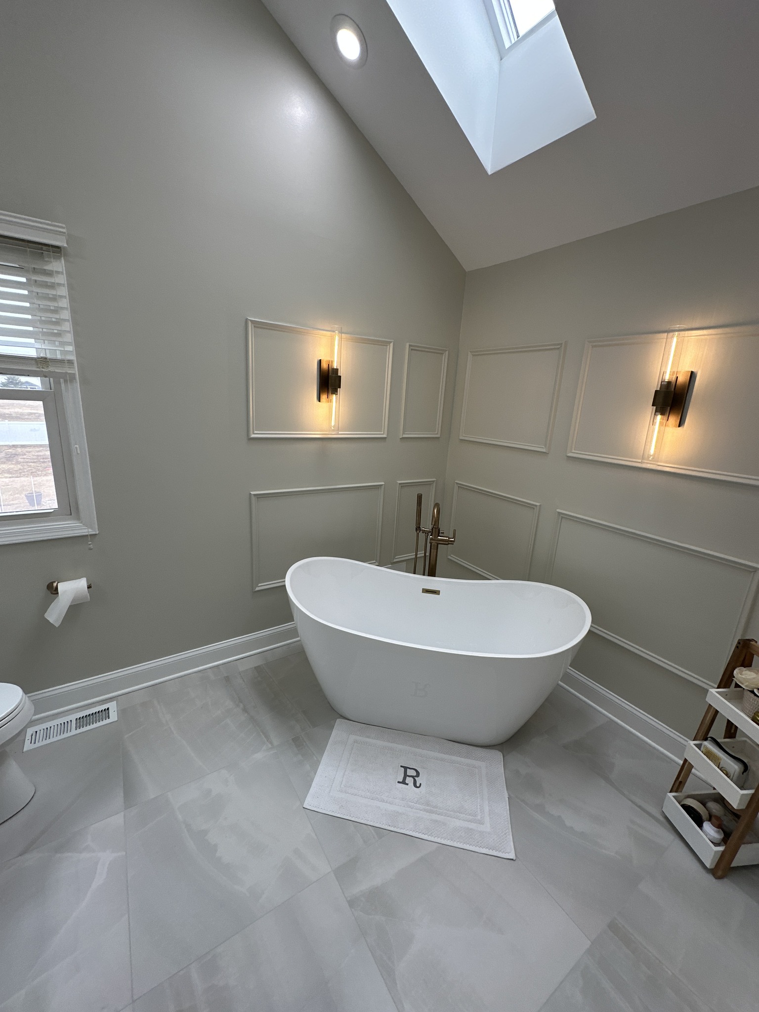 Luxury bathroom renovation with freestanding tub in Philadelphia home