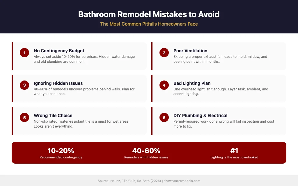 Bathroom remodel mistakes checklist infographic for Philadelphia renovations