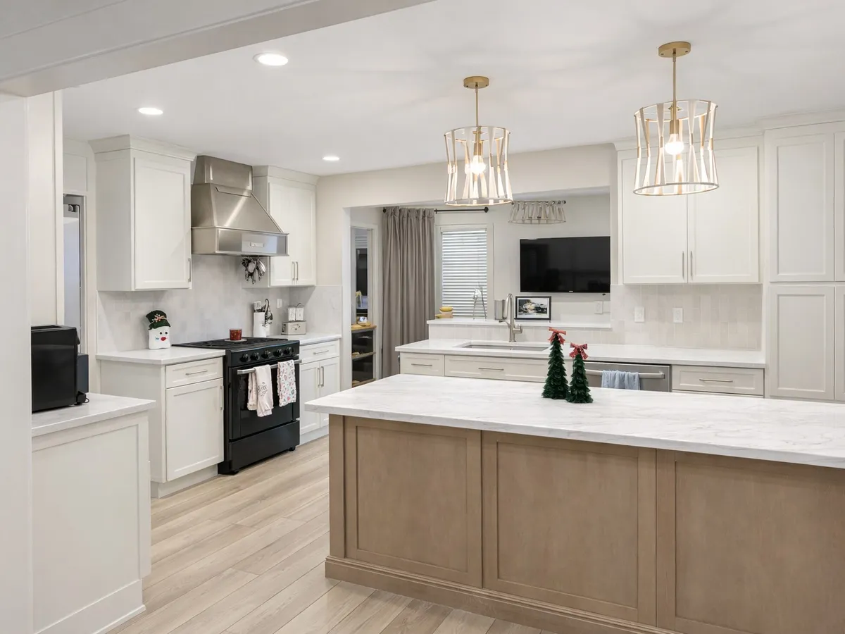 Completed open-concept kitchen and first-floor renovation in Somerton Philadelphia