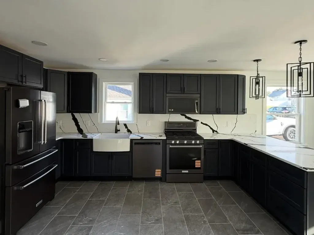 Dark cabinet kitchen refacing project in Philadelphia