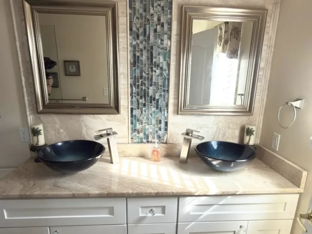 bathroom remodel completed in stages glass shower tile work Philadelphia