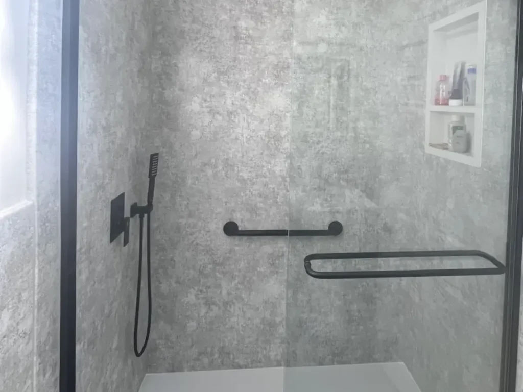 small bathroom tile shower remodel Philadelphia frameless glass door