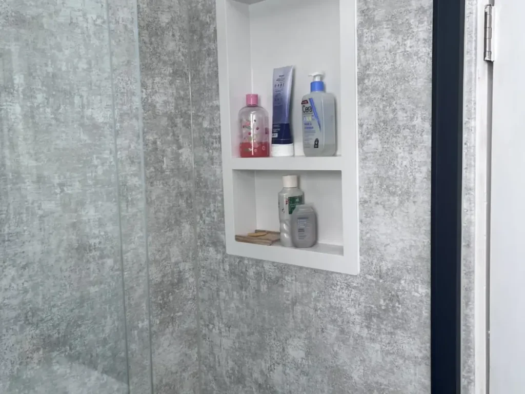 Walk-in shower renovation tile detail by Showcase Remodels in Philadelphia