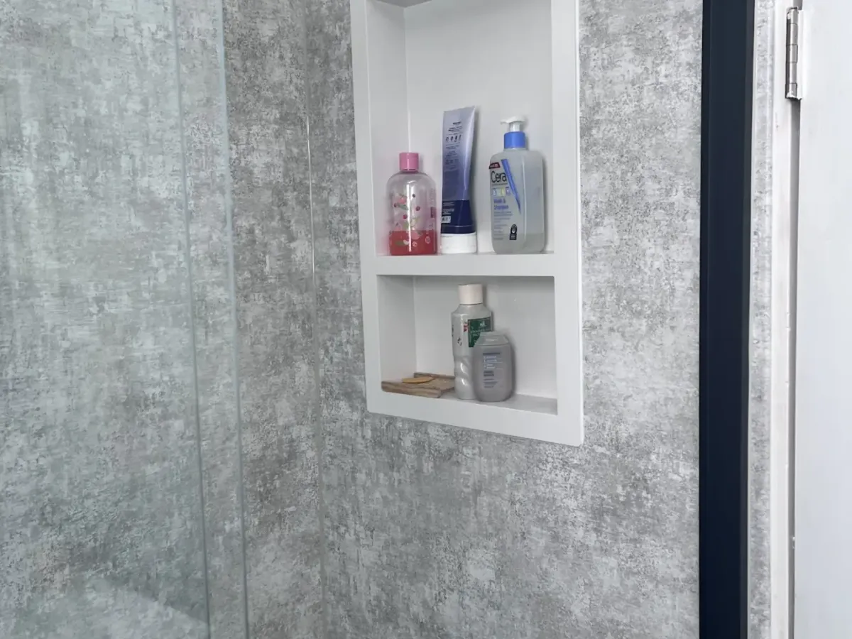 Walk-in shower renovation tile detail by Showcase Remodels in Philadelphia